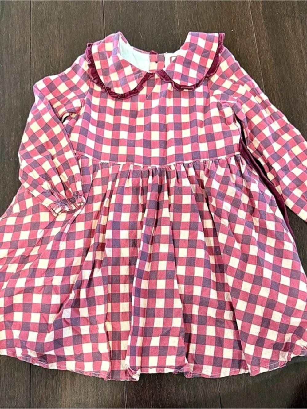 Cheeky plum Girls Gingham Dress in Pink & Purple